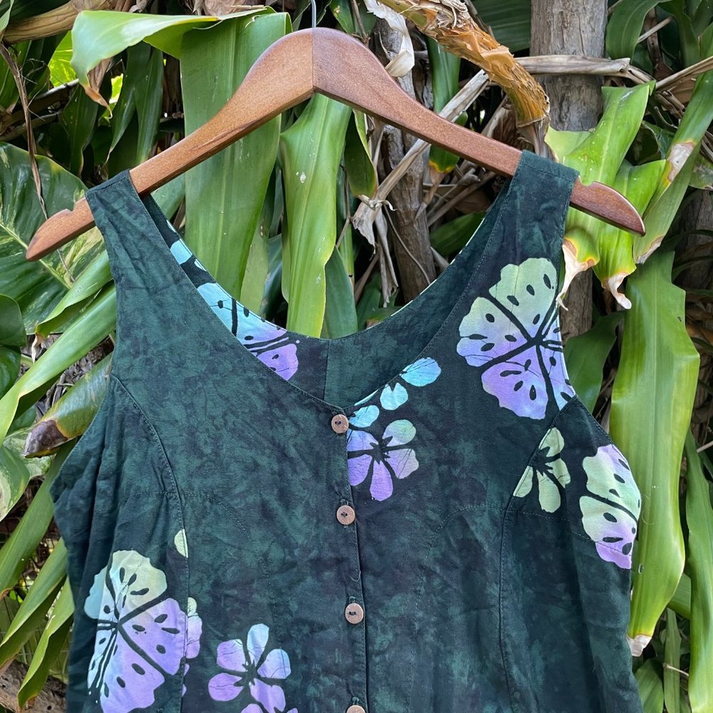Vintage Mini Hawaiian Dress - Green Tie-Dye
